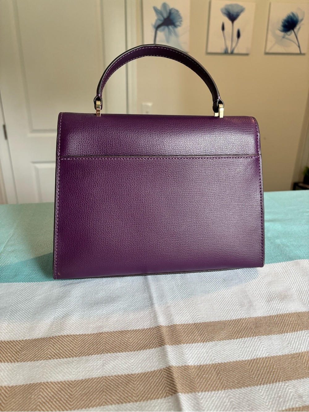 Kate Spade Darcy Top Handle Satchel Ripe Plum Leather Crossbody - Picture 4 of 10